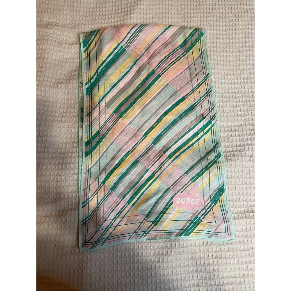 VTG Dorce Pastel Striped Mid Century Modern Style Neck Scarf 43 in by 13.5 in